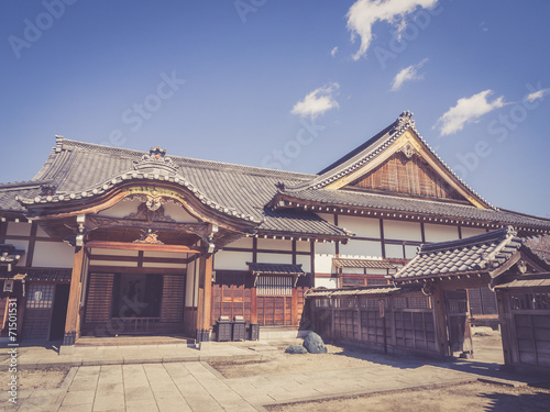 Traditional Japanese architecture with retro vintage style