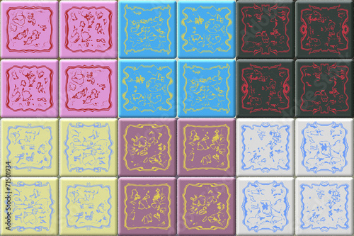 Set of delft tiles seamless generated textures