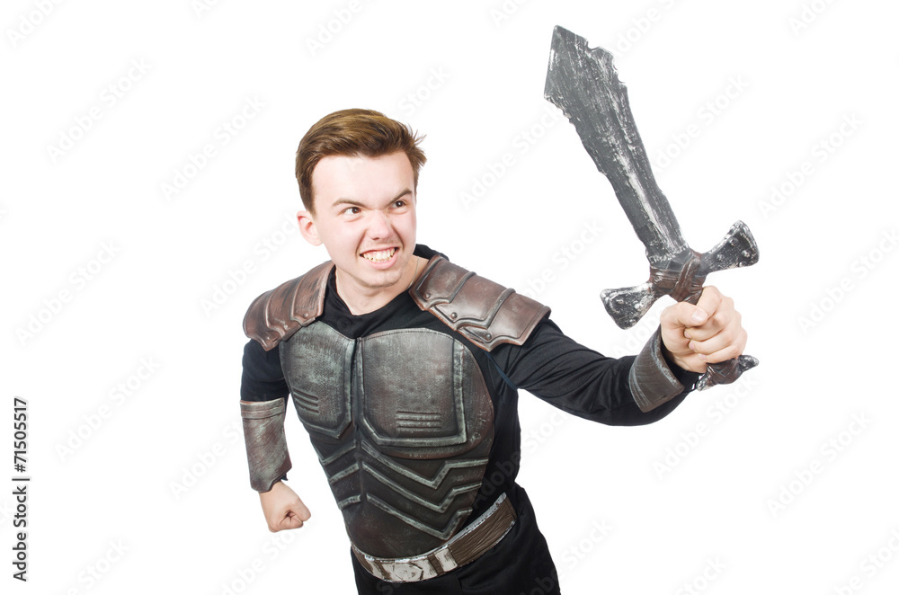 Funny knight isolated on the white background Funny knight isolated on the white background