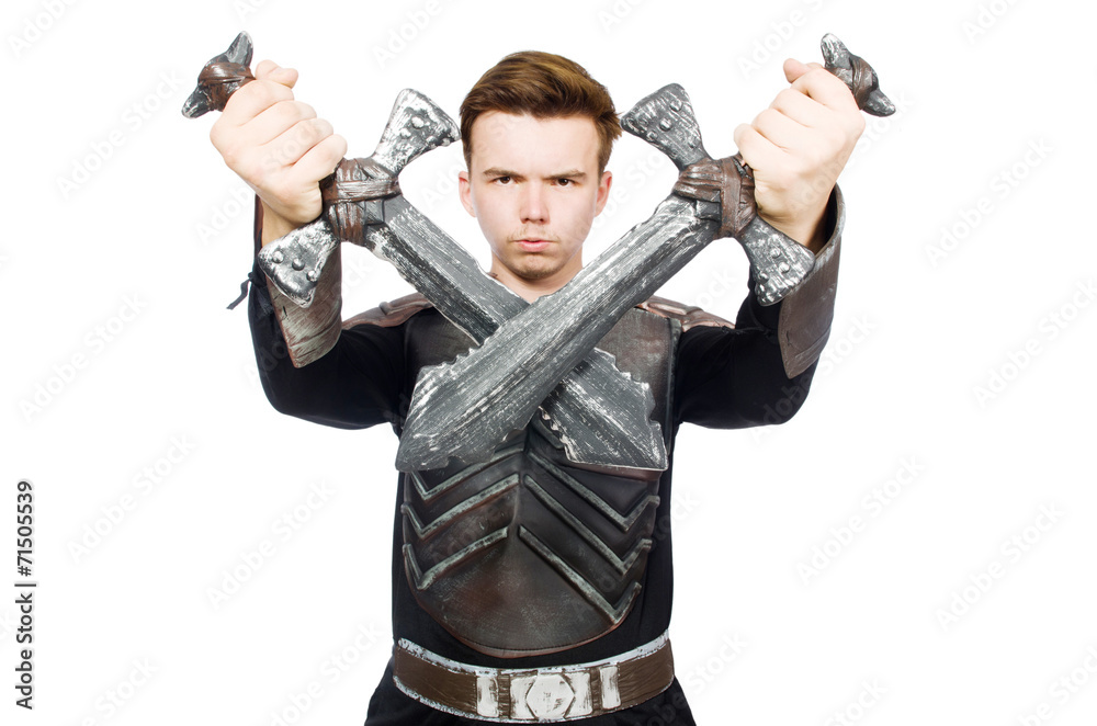 Funny knight isolated on the white background Funny knight isolated on the white background