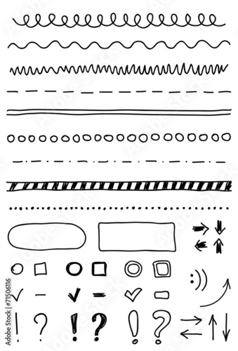 Vector marker elements, hand drawing