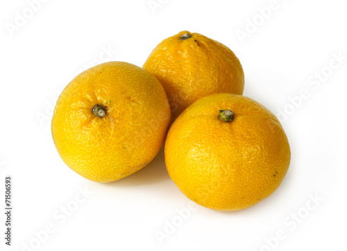 two tangerines on white background