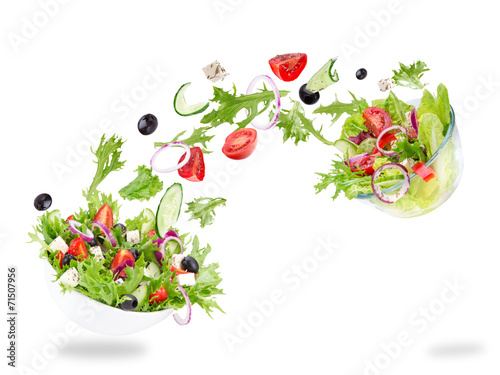 Fresh salad with flying veg...