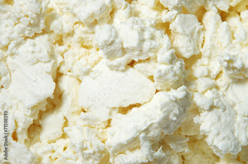 Cottage cheese (curd) top view, food background photo