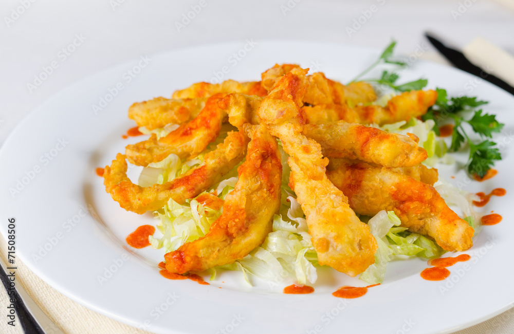 Appetizing Main Course on Table Utensils on Side Appetizing Main Course on Table Utensils on Side