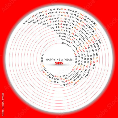 2015 calendar, spiral illustration, calendar cover template