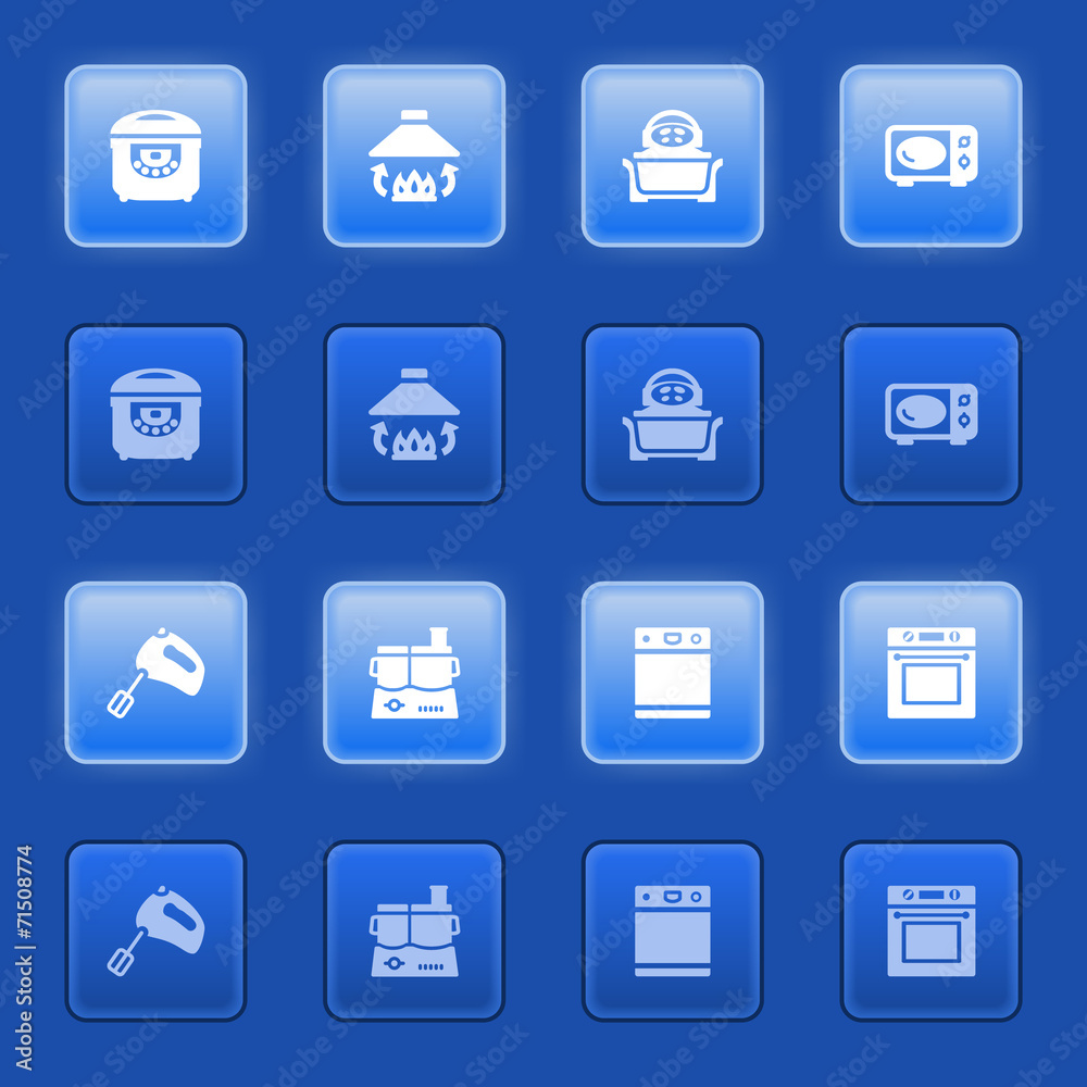 Icons for web on blue buttons. Icons for web on blue buttons.