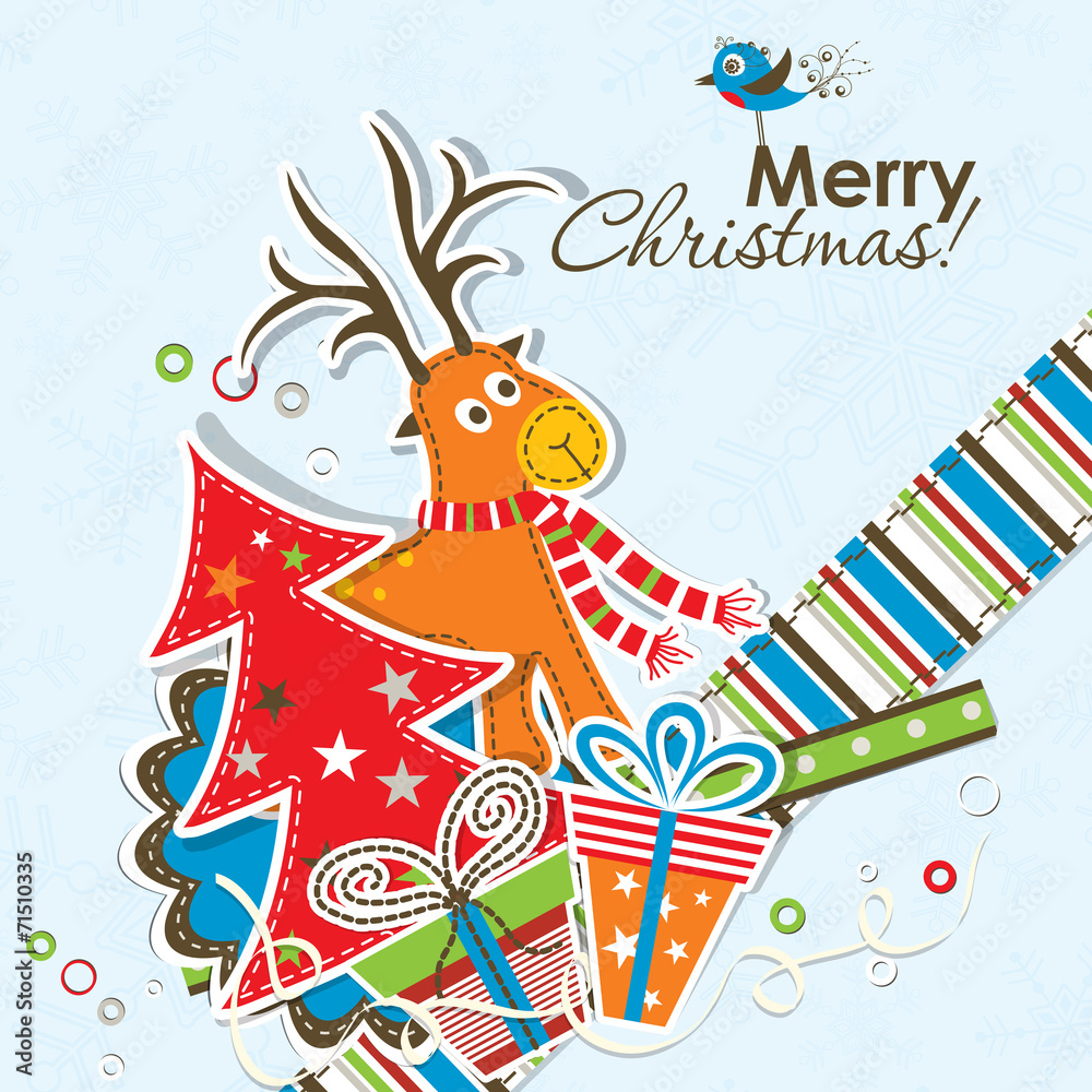Naklejka premium Template Christmas greeting card, vector