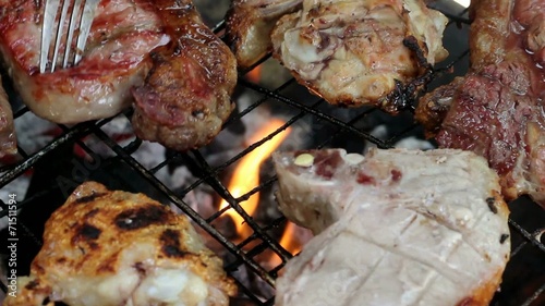 Close up Flame Grilled Meat
