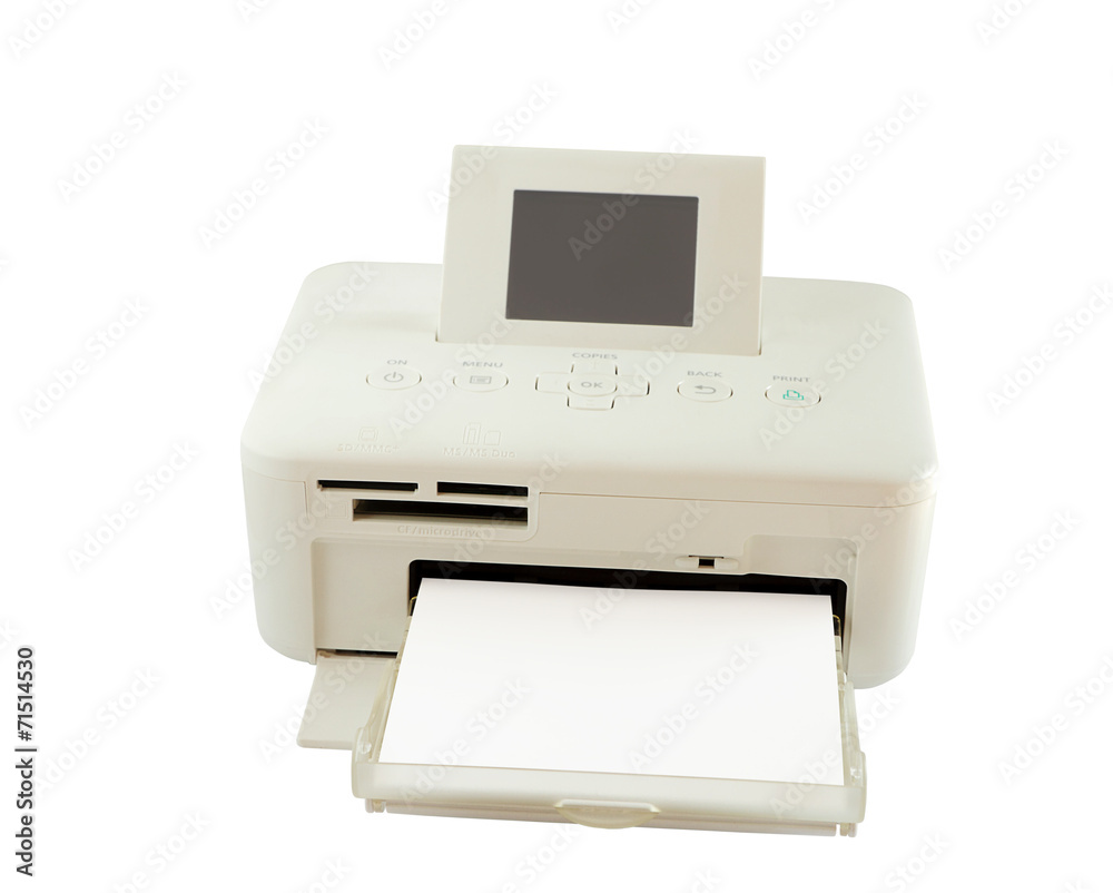 Dry sublimation printer and paper isolated, clipping path. Dry sublimation printer and paper isolated, clipping path.