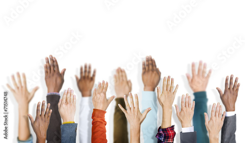 Group of Multiethnic Diverse Hands Raised