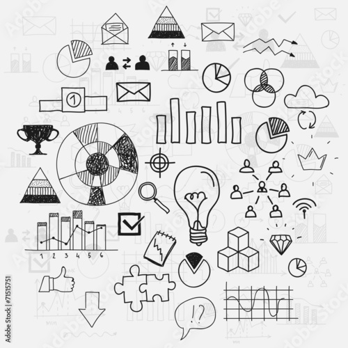 Hand draw doodle elements business scetches Concept infographic