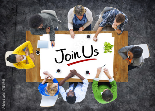 Multiethnic People Discussing About Join Us