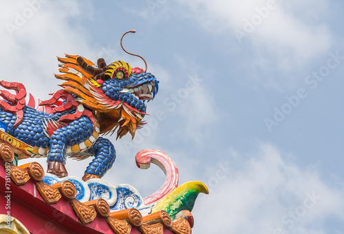 Qilin decoration on Chinese temple roof