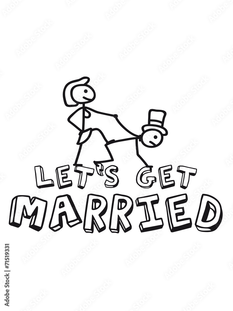 Lets get married comic cartoon funny design