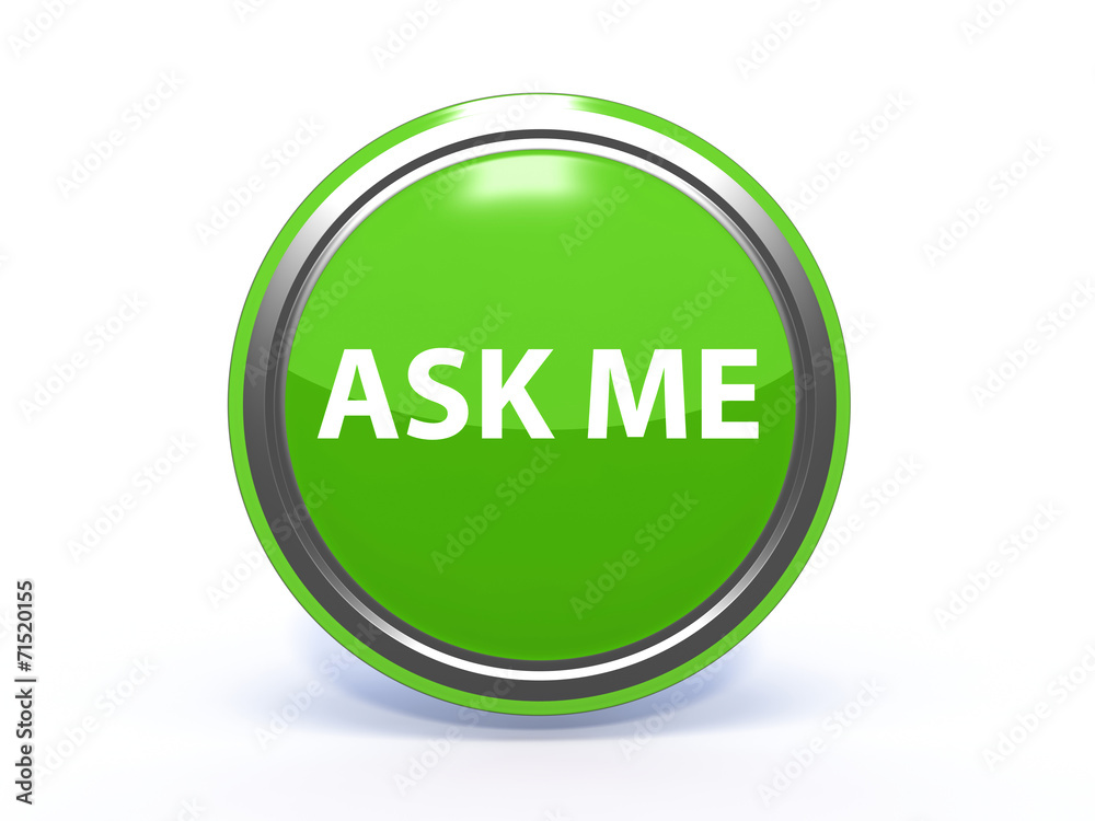 ask me circular icon on white background ask me circular icon on white background