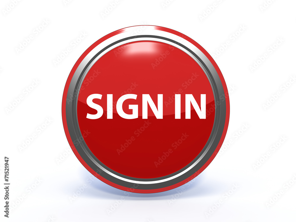 sign in circular icon on white background