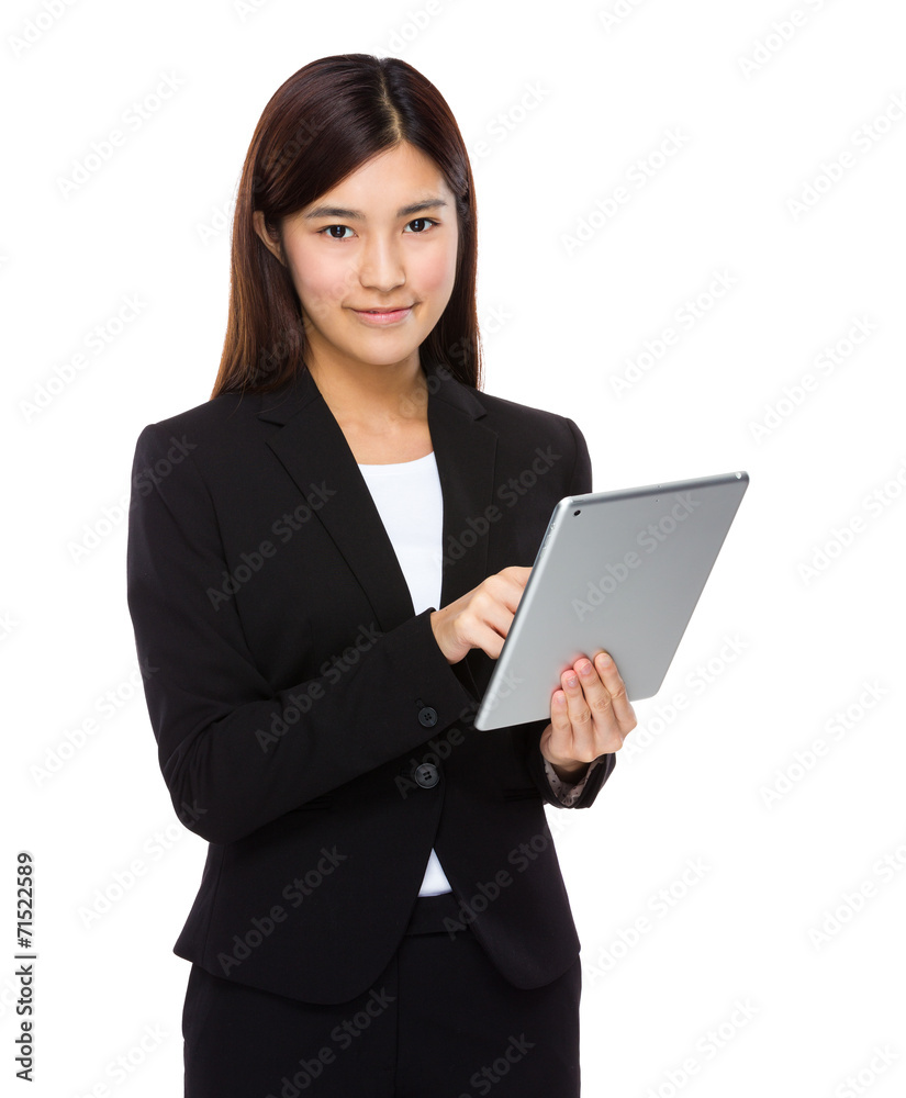 Asian businesswoman use of tablet Asian businesswoman use of tablet