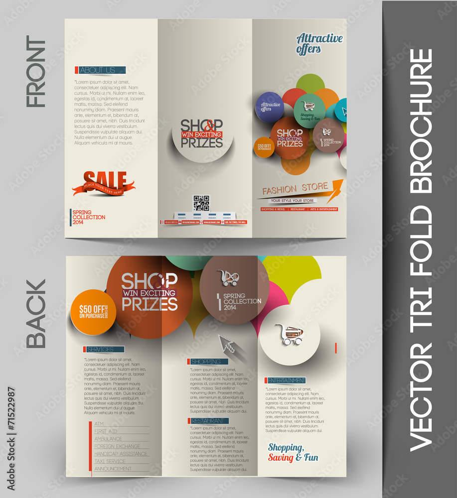 Shopping center Tri-fold Brochure Design Element - obrazy, fototapety, plakaty 
