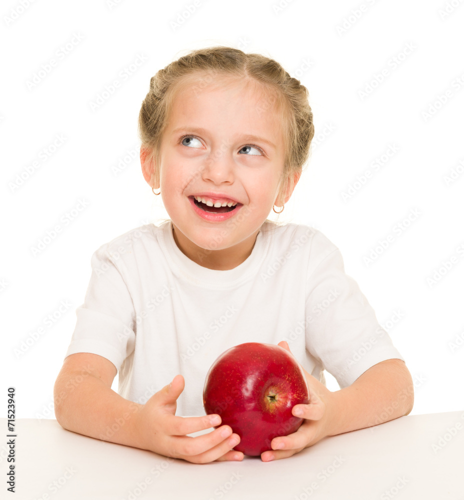 little girl with apple little girl with apple