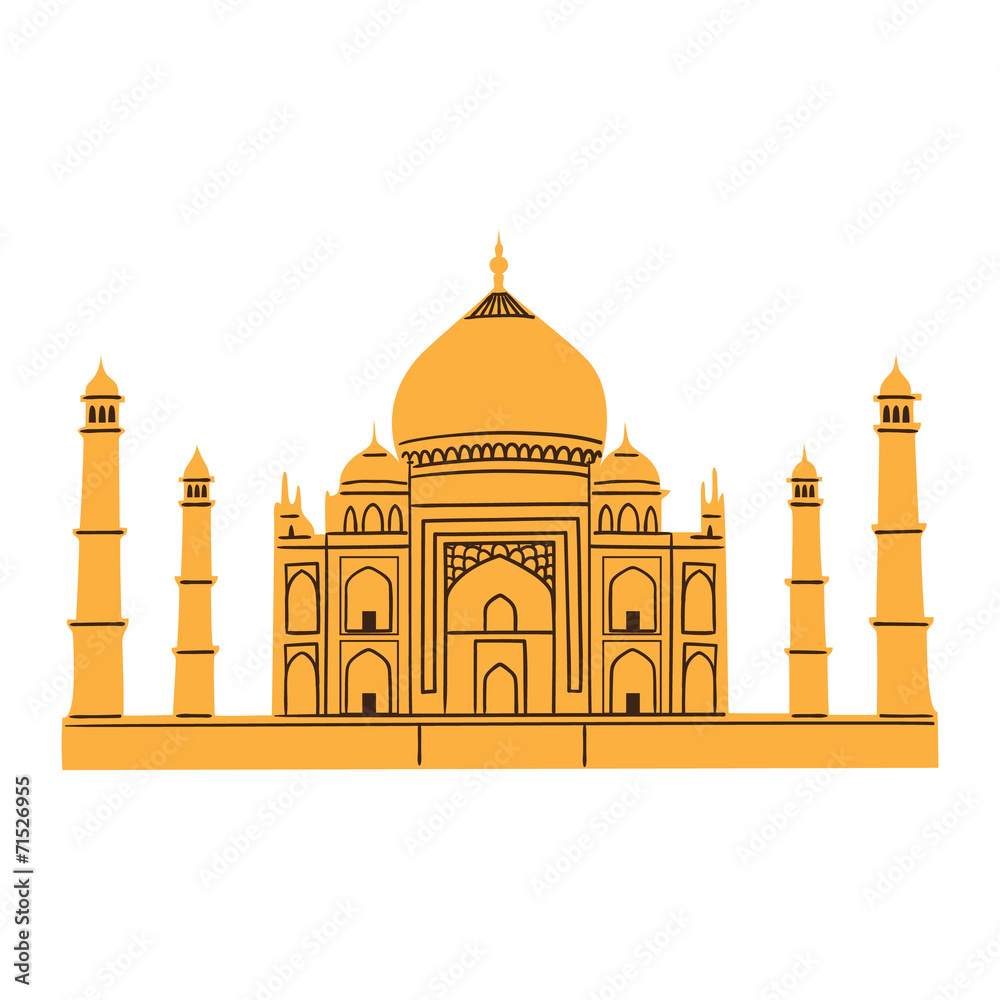 Taj Mahal isolated on white.
