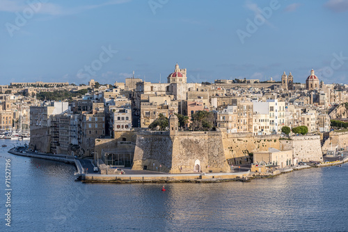 Valletta Skyline with wall at sunset