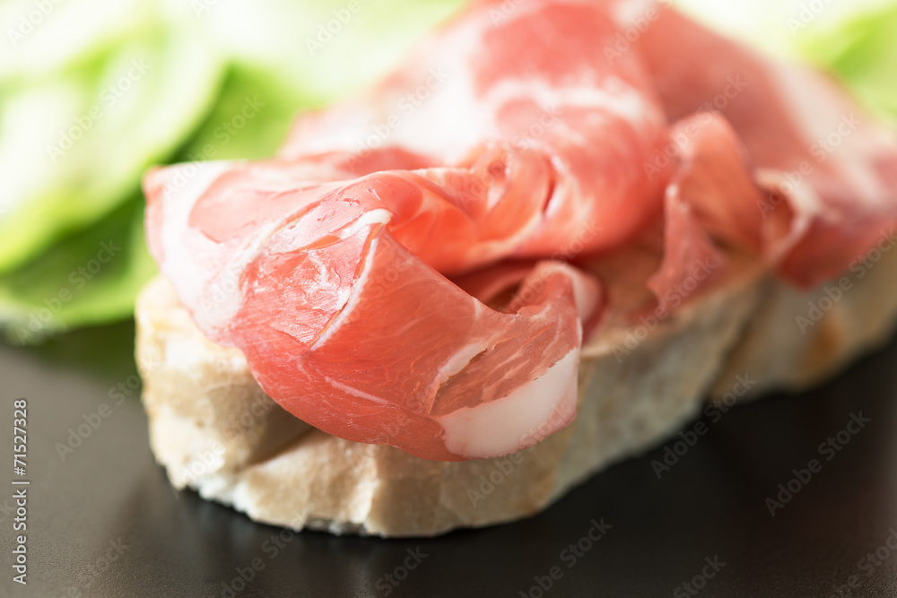 Ham Sandwich on plate horizontal