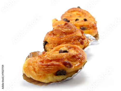 display of raisin brioche sweet danish pastries