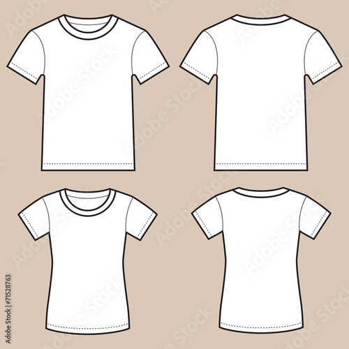 Set Of Blank Male And Female Shirts
