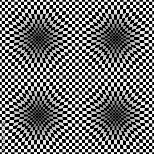 Op Art Halftone Bulge Black White, Vector Seamless Pattern