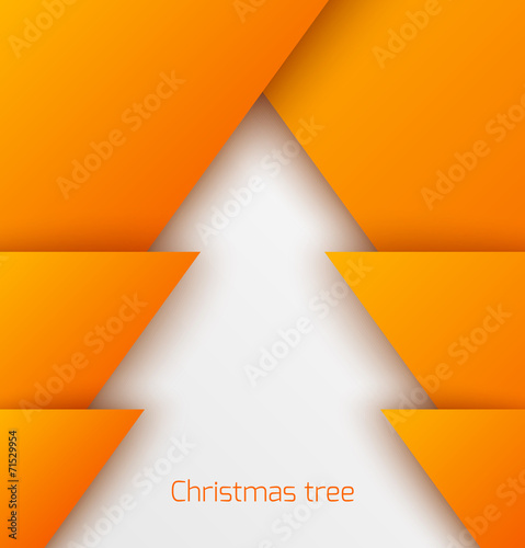 Orange abstract christmas tree paper applique
