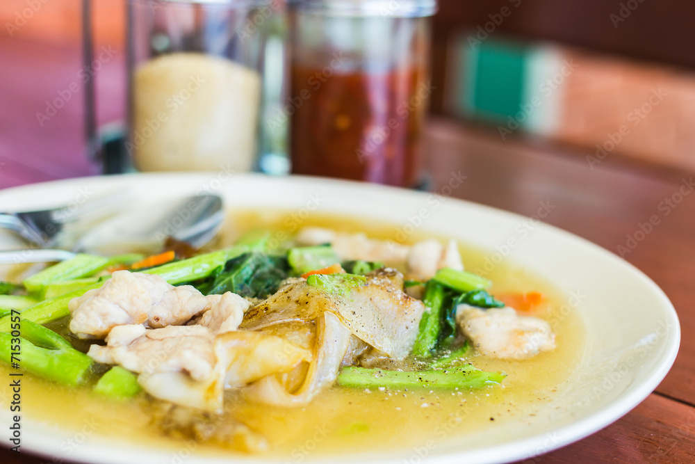 Stir-fried Fresh rice-flour noodles in thick sauce Stir-fried Fresh rice-flour noodles in thick sauce