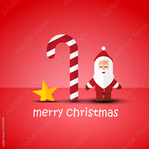 Modern flat Christmas background with Santa Claus