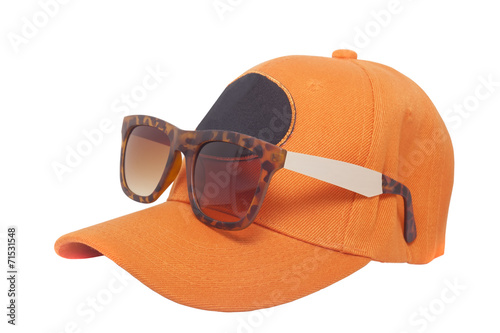 sunglasses with cap on white