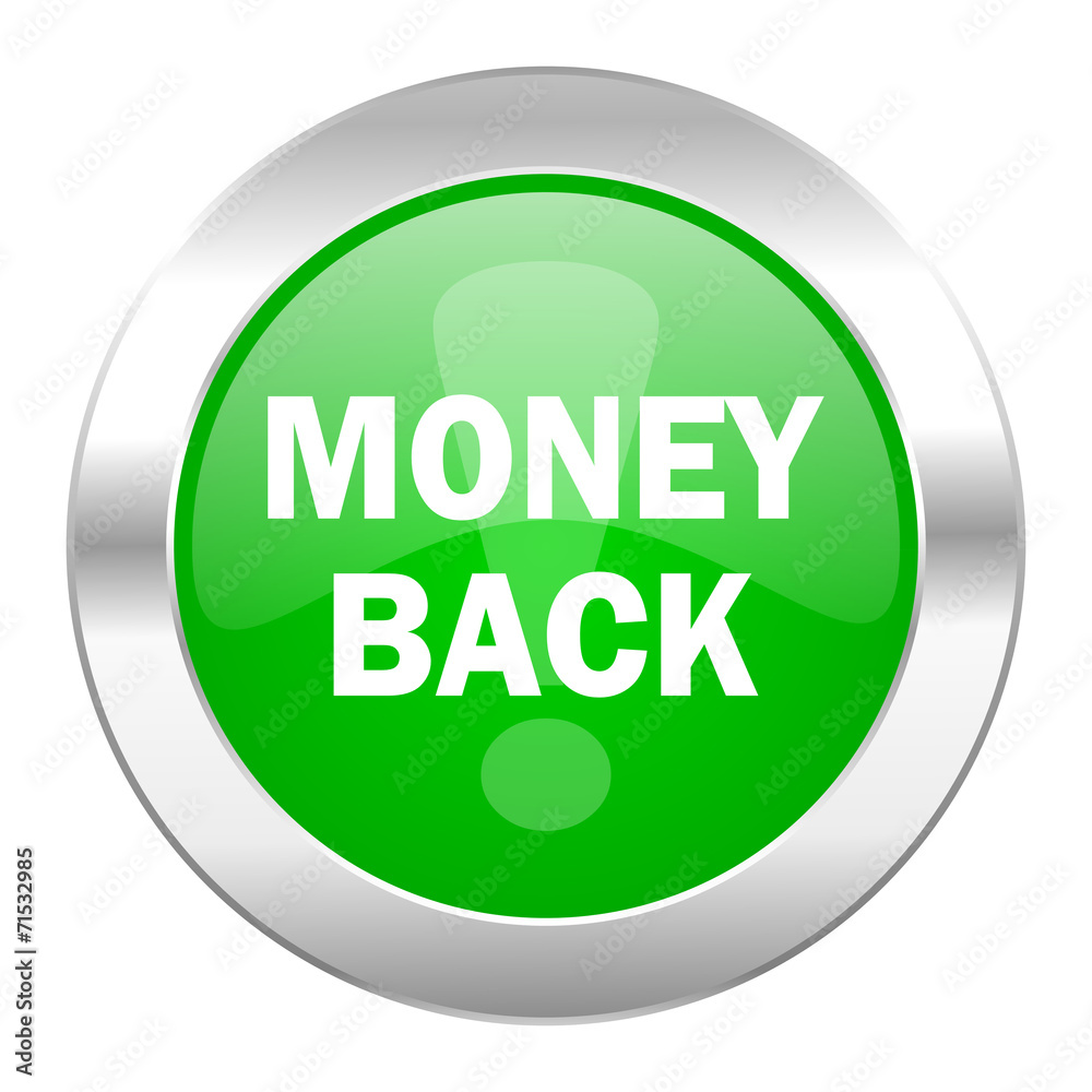 money back green circle chrome web icon isolated money back green circle chrome web icon isolated
