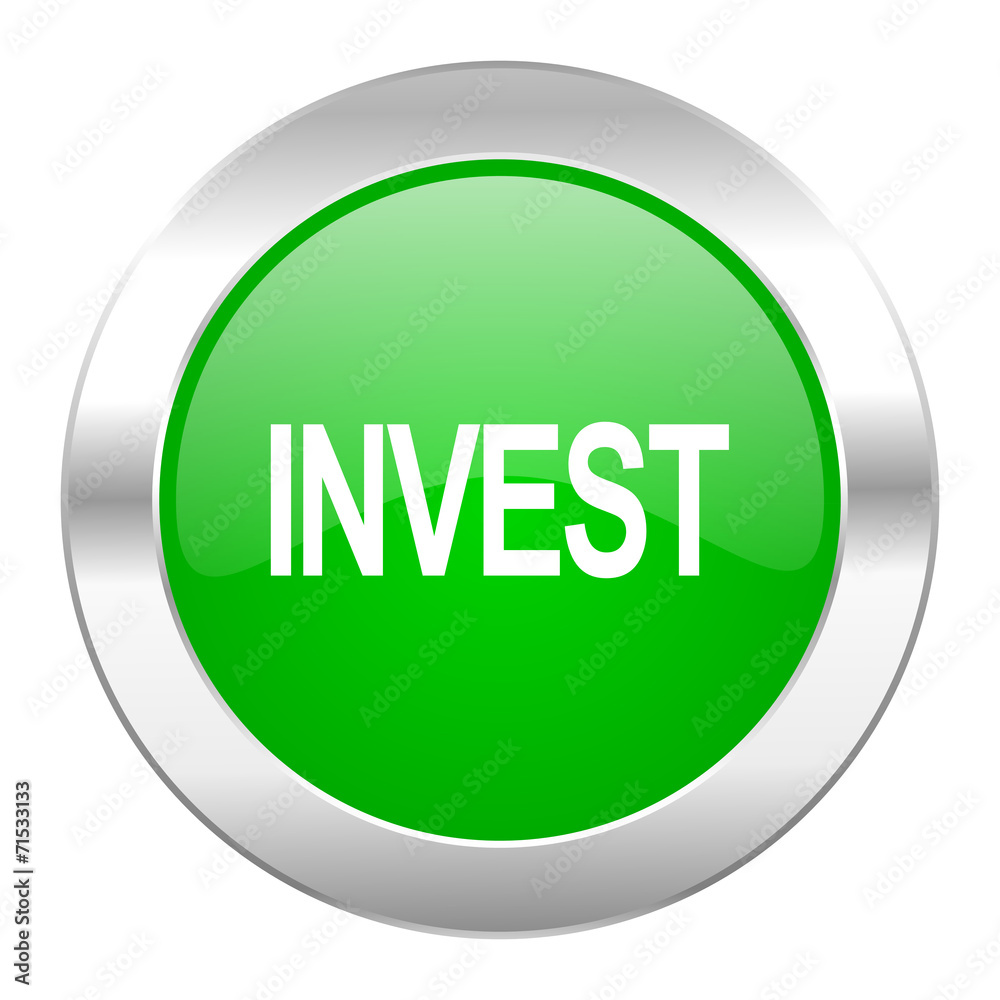 invest green circle chrome web icon isolated invest green circle chrome web icon isolated