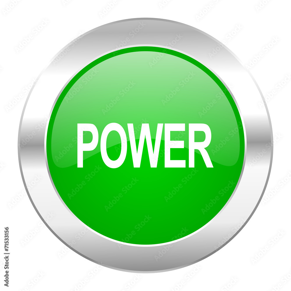 power green circle chrome web icon isolated power green circle chrome web icon isolated