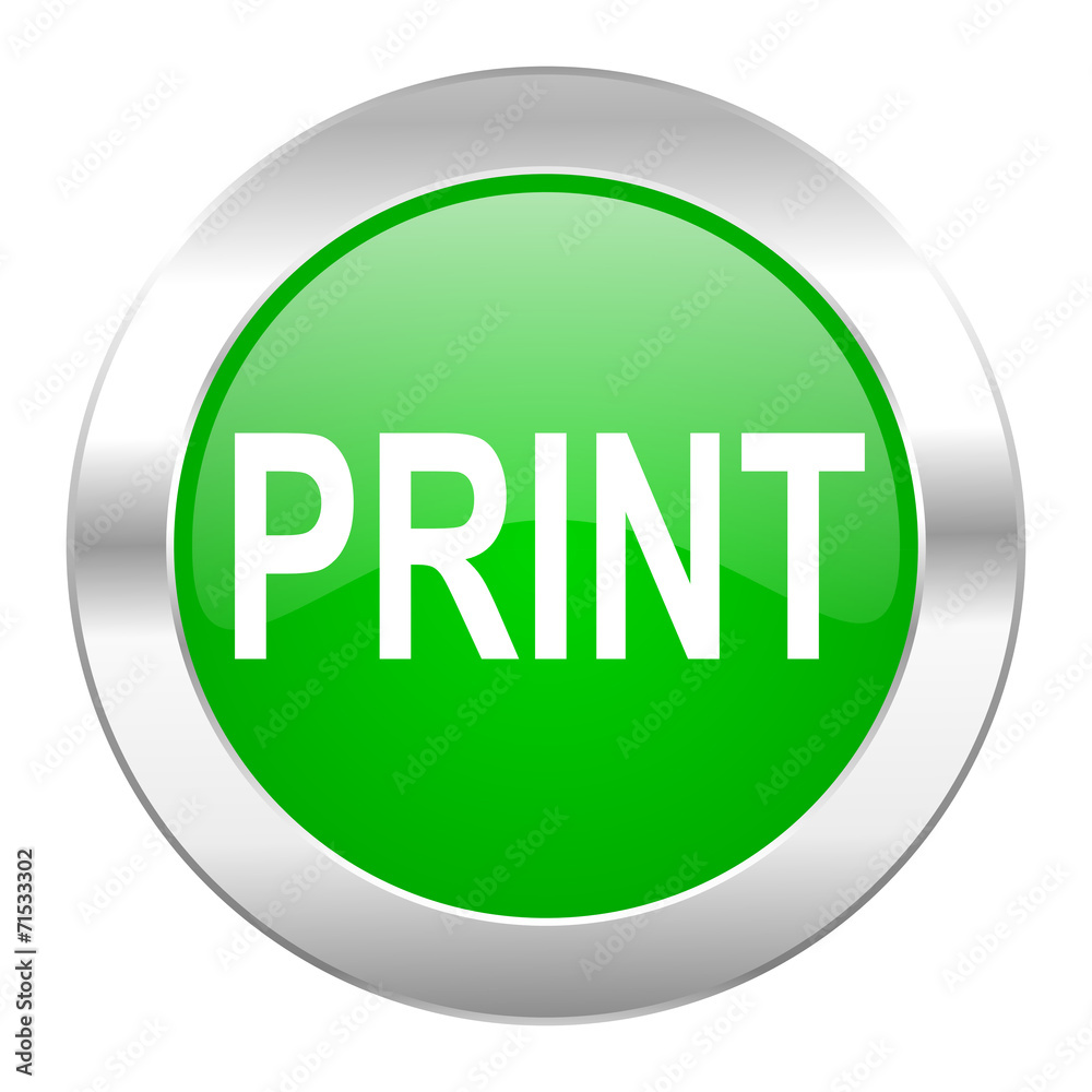 print green circle chrome web icon isolated print green circle chrome web icon isolated