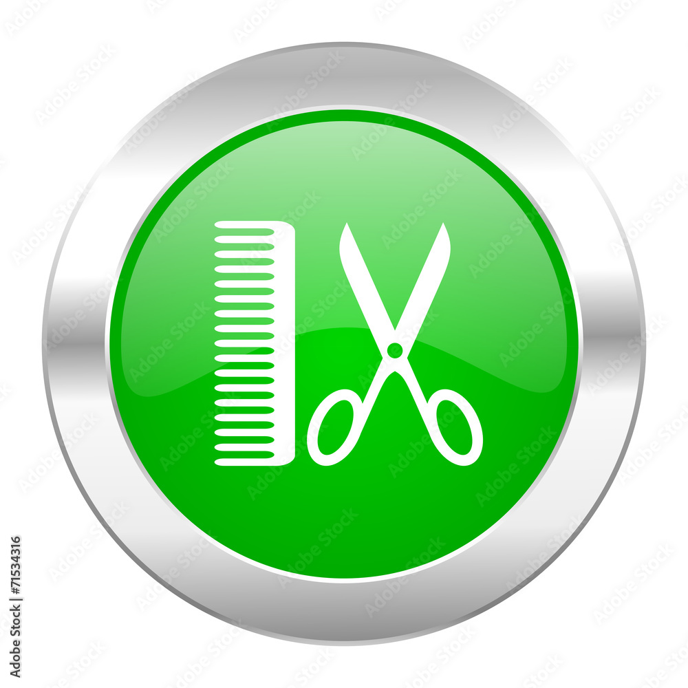 barber green circle chrome web icon isolated barber green circle chrome web icon isolated