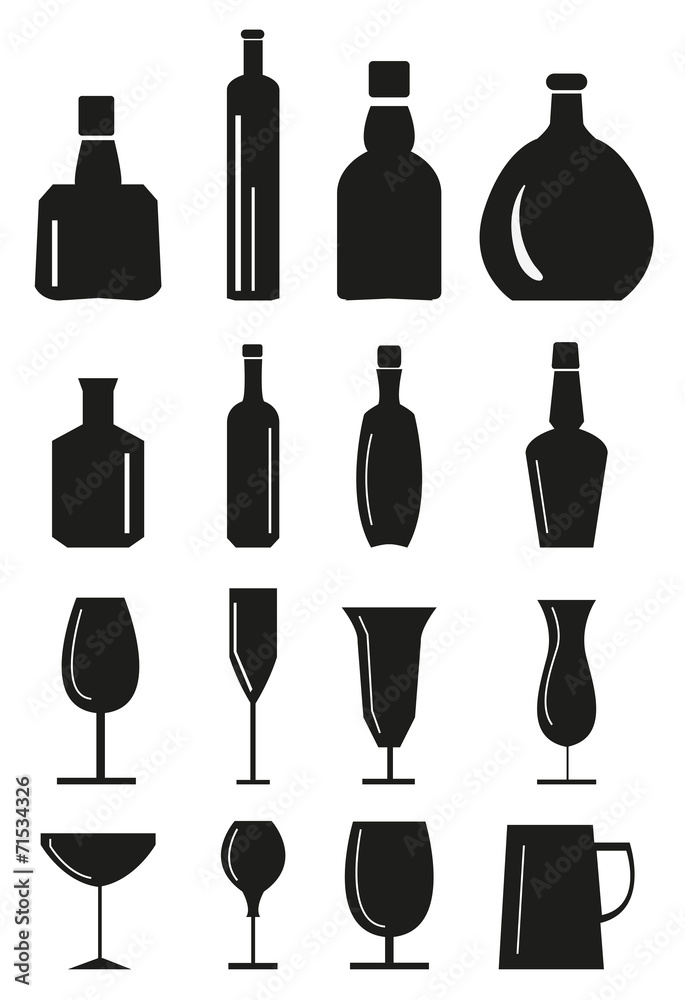 Bottle drink icons Bottle drink icons