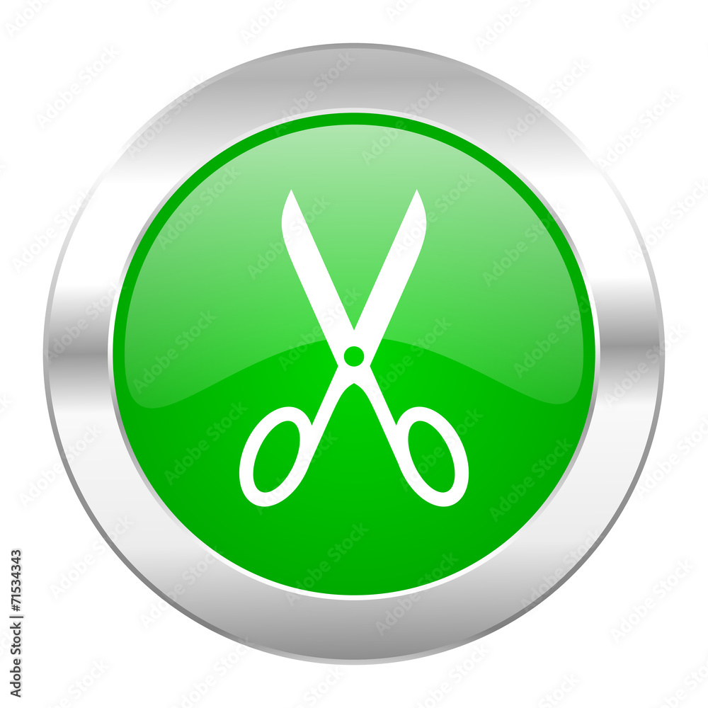 scissors green circle chrome web icon isolated scissors green circle chrome web icon isolated