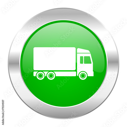 delivery green circle chrome web icon isolated © Alex White