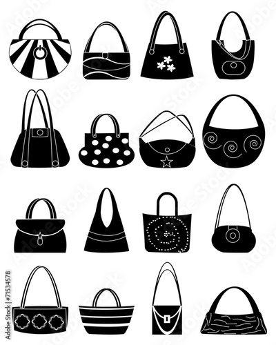 Ladies handbag icons set