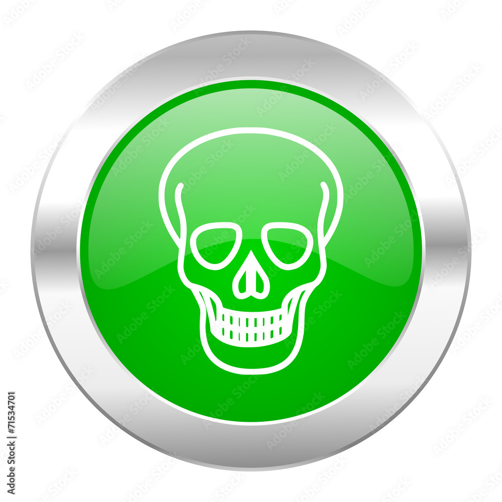 skull green circle chrome web icon isolated skull green circle chrome web icon isolated