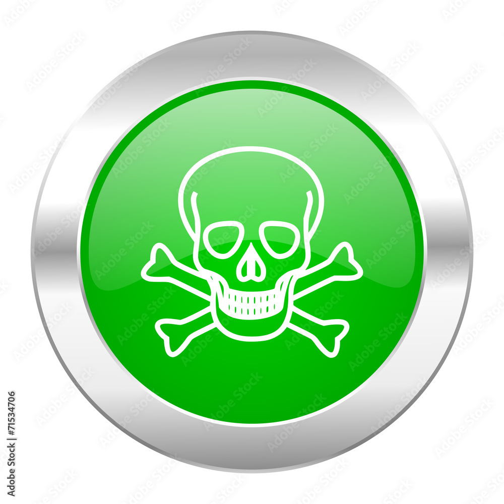 skull green circle chrome web icon isolated skull green circle chrome web icon isolated