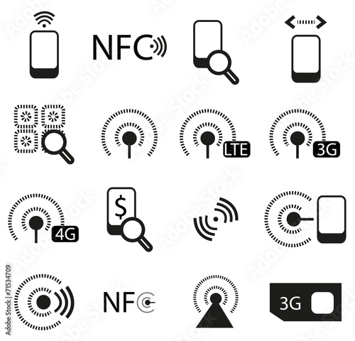 Mobile data network icons set