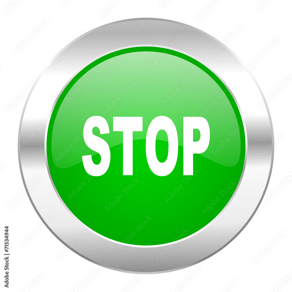 stop green circle chrome web icon isolated stop green circle chrome web icon isolated