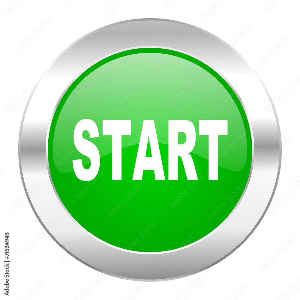 start green circle chrome web icon isolated
