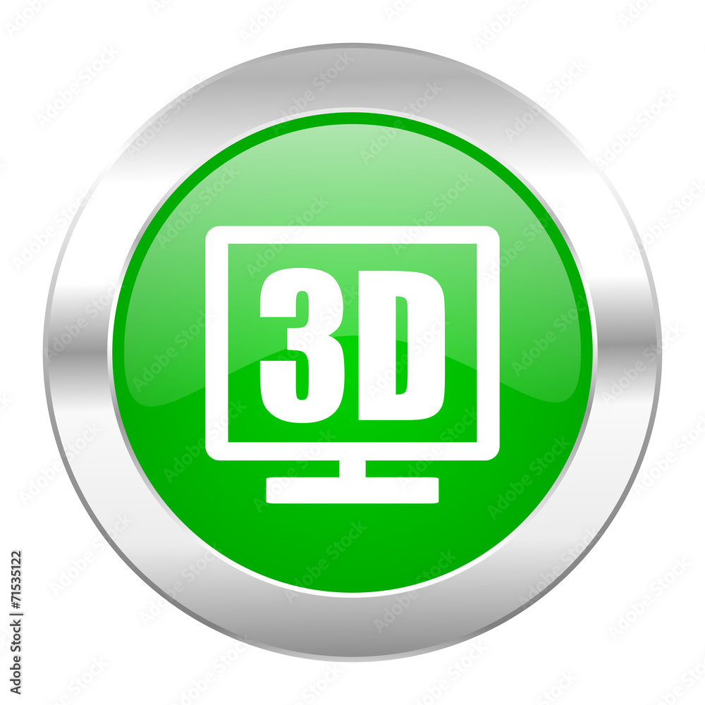 3d display green circle chrome web icon isolated 3d display green circle chrome web icon isolated