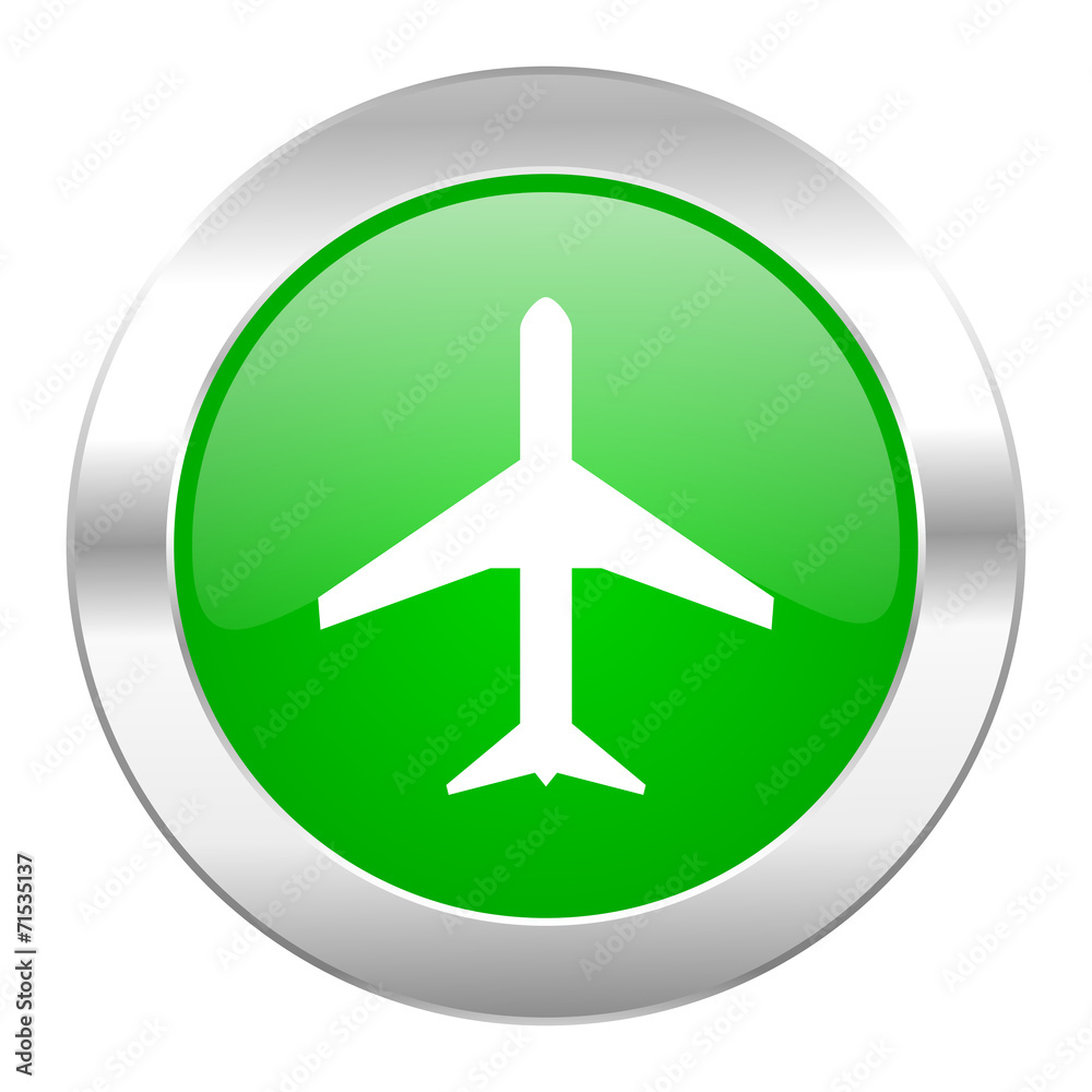 plane green circle chrome web icon isolated plane green circle chrome web icon isolated